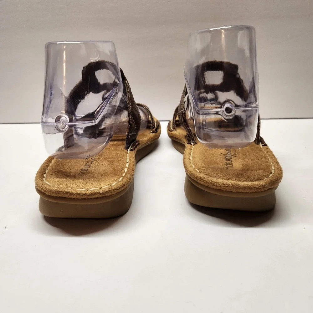 Natural Soul‎ by Naturalizer Dalbert Brown Leather Slide Sandals Womens 8M Shoe